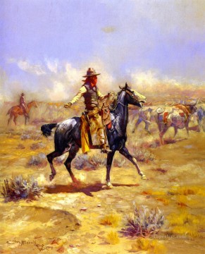 Indiana Cowboy Painting - through the alkali 1904 Charles Marion Russell Indiana cowboy
